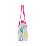 Rosalia's Treasures Royale White/Pink/Multi Leather Tote Bag/Small (Model 1651)