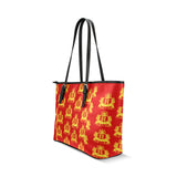 Rosalia's Treasures Tote Red/Gold Leather Tote Bag/Small (Model 1640)