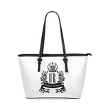 Rosalias Treasures Classic White/Black Crest Leather Tote Bag/Small (Model 1640)