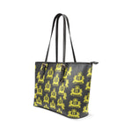 Rosalia's Treasures Tote Black/Gold Leather Tote Bag/Small (Model 1640)