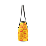 Rosalia's Treasures Gold/Red Leather Tote Bag/Small (Model 1640)