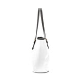 Rosalias Treasures Classic White/Black Crest Leather Tote Bag/Small (Model 1640)