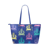 Rosalia's Treasures Royale Blue/Multi Leather Tote Bag/Small (Model 1651)