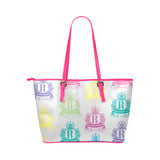 Rosalia's Treasures Royale White/Pink/Multi Leather Tote Bag/Small (Model 1651)
