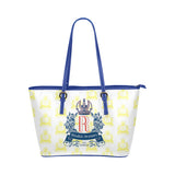 Rosalia's Treasures Royale Blue/Gold/White Leather Tote Bag/Small (Model 1651)