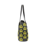 Rosalia's Treasures Tote Black/Gold Leather Tote Bag/Small (Model 1640)