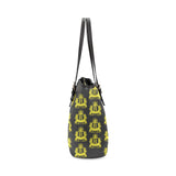 Rosalia's Treasures Tote Black/Gold Leather Tote Bag/Small (Model 1640)