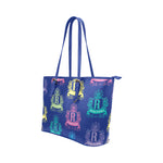 Rosalia's Treasures Royale Blue/Multi Leather Tote Bag/Small (Model 1651)