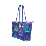 Rosalia's Treasures Royale Blue/Multi Leather Tote Bag/Small (Model 1651)
