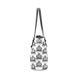 Rosalia's Treasures Tote White/Black Leather Tote Bag/Small (Model 1640)