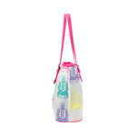 Rosalia's Treasures Royale White/Pink/Multi Leather Tote Bag/Small (Model 1651)