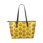 Rosalia's Treasures Tote Golden/Blue Leather Tote Bag/Small (Model 1640)