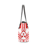 Rosalia's Treasures Red/White Crown Leather Tote Bag/Small (Model 1640)