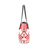 Rosalia's Treasures Red/White Crown Leather Tote Bag/Small (Model 1640)
