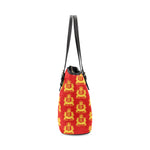 Rosalia's Treasures Tote Red/Gold Leather Tote Bag/Small (Model 1640)