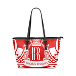 Rosalia's Treasures Red/White Crown Leather Tote Bag/Small (Model 1640)
