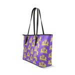 Rosalia's Treasures Tote Purple/Gold Leather Tote Bag/Small (Model 1640)