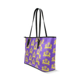 Rosalia's Treasures Tote Purple/Gold Leather Tote Bag/Small (Model 1640)