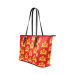 Rosalia's Treasures Tote Red/Gold Leather Tote Bag/Small (Model 1640)