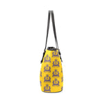 Rosalia's Treasures Tote Golden/Blue Leather Tote Bag/Small (Model 1640)