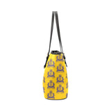 Rosalia's Treasures Tote Golden/Blue Leather Tote Bag/Small (Model 1640)