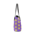 Rosalia's Treasures Tote Purple/Gold Leather Tote Bag/Small (Model 1640)