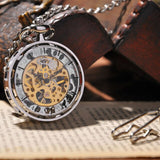 Vintage Gold Transparent Skeleton Pocket Watches Steampunk Hand Winding Mechanical Pocket Watch Fob Clock Men Gift DAD Jewelry