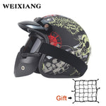 Universal Motorcycle Dragon Skull Helmet With Full Face Goggles 3/4 Half Helmet For Mountain Bike Scooter Helmet Net Free Send