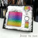 Hip Flask Rainbow Diamond  Design