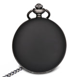 Personalized Retro Smooth Men Black Pocket Watch Silver Polish Quartz Fob Pocket Watches Pendant with Chain Custom Engraved Gift